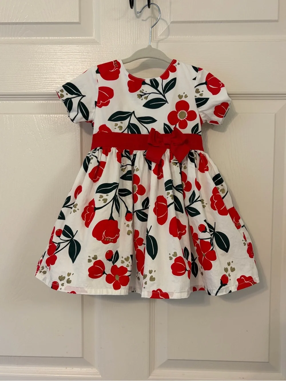Carter's Baby Girl Floral Dress 12 Months Red White Holiday Party Bow